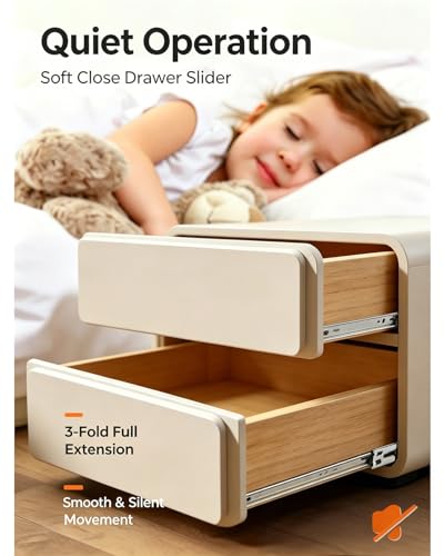 Image of Gobrico Soft Close Drawer Slides 22 inch 10 Pair，Drawer Slides 3 Fold, Hardware Cabinet Drawer Slides Full Extension Drawer Glides, Heavy Duty Hydraulic Self Close Rails, Side Mount Ball Bearing
