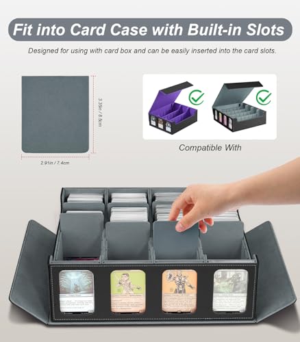 Image of TiMOVO Trading Card Dividers for Commander Deck Boxes with Built-in Slots, 12 PCS Card Supporters Separator for MTG TCG Sports Cards Organizer Box, 2.91x3.35in, Gray