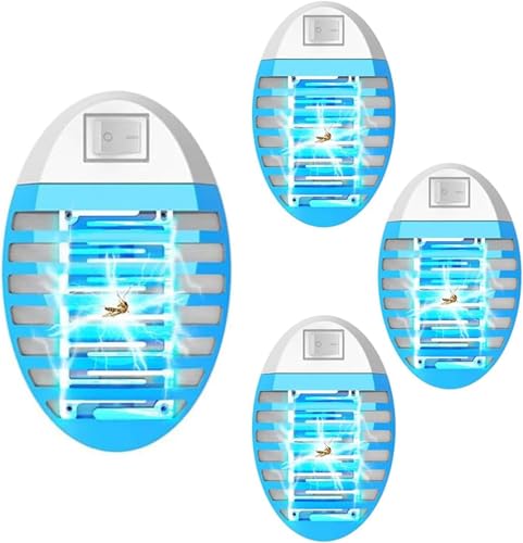 4 Packs Bug Zapper Indoor,Fly Traps Indoor for Home Use,Mosquito Zapper with UV LightMini Pest Repellent,Powerful Electric Mosquito Bug Zapper,With grid to prevent accidental contact