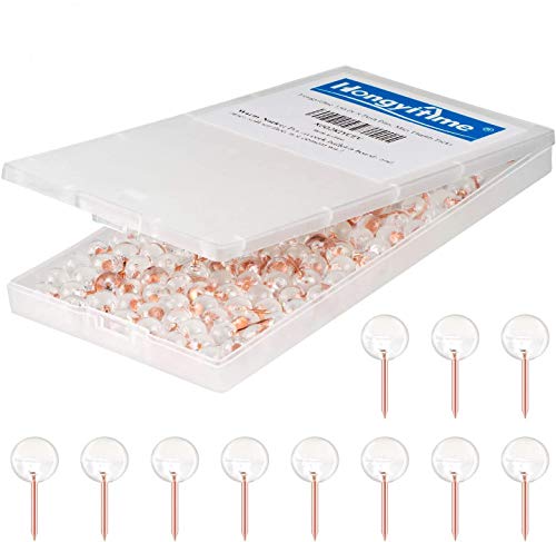 HongyiTime 400 PCS White Push Pins,White Thumb Tacks, Wall Tacks, Tacks, Push Pin,Thumbtack, Flat Push Pins, Thumbtacks Flat, Push Pins for Cork Board, Push Pins for Wall, Board Pins (Clear)