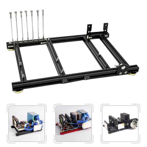 Gabinete Open Air con estructura de aluminio para placa madre ATX, 7 ranuras PCI, compatible con fuente de poder estándar, ideal para gaming y personalización miniatura 6