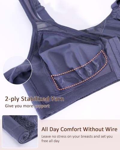 Image of Lemorosy Women's Plus Size Front Closure Posture Back Unlined Wireless Bra