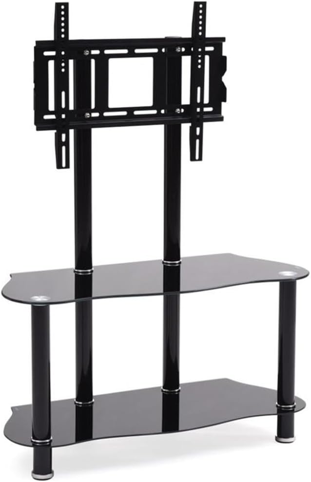 Hodedah Glass Mount Tv Stand, Black