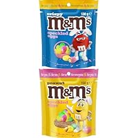 M&M’s Easter Speckled Chocolate Eggs Share Bag Bundle – Peanut (150g) & Crispy (130g)