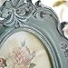 CISOO Vintage 4x6 Oval Picture Frame Antique Photo Frame Table Top Display and Wall Hanging, Retro Home Decor, Ornate Photo Gallery Art (Blue)