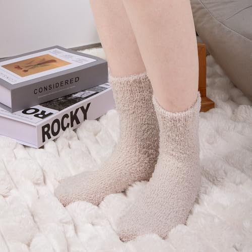 Image of Loritta 6 Pairs Womens Fuzzy Socks, Winter Warm Fluffy Slipper Socks