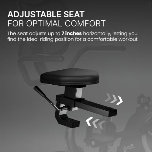 Image of Cult Recumbent Exercise Bike | 16-Level Magnetic Resistance | Moving Handlebars | Adjustable Seat | LCD Display | Heart Rate Sensors | 130 kg Weight Support | Self-Powered Exercise Cycle for Home