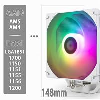 TR-Thermalright Assassin King 120 SE White ARGB CPU Kühler-5 Heatpipes, 1550U/min, leiser 120mm ARGB Lüfter, für AM4/AM5,Intel LGA1851/1700/115x/1200,148mm High PC Kühler-Weiß – Ansicht 3