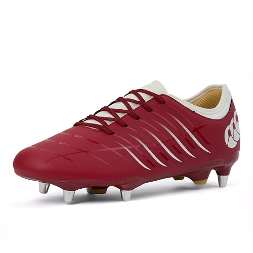 Canterbury Stivali da rugby unisex CCC Phoenix 2.0 Team Soft Ground, Dahlia rossa., 41.5 EU
