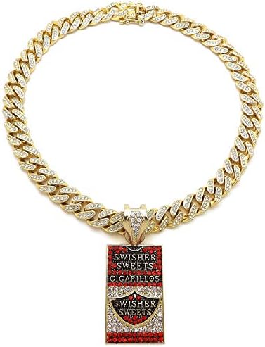 GWOOD Swisher Sweets Pendant with 20 Inch Inlaid Rhinestone Necklace