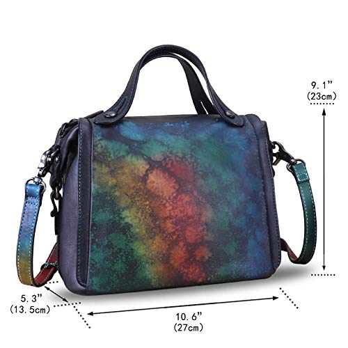 Image of Genuine Leather Satchel Purse for Women Retro Handmade Top Handle Handbag Designer Crossbody Bags