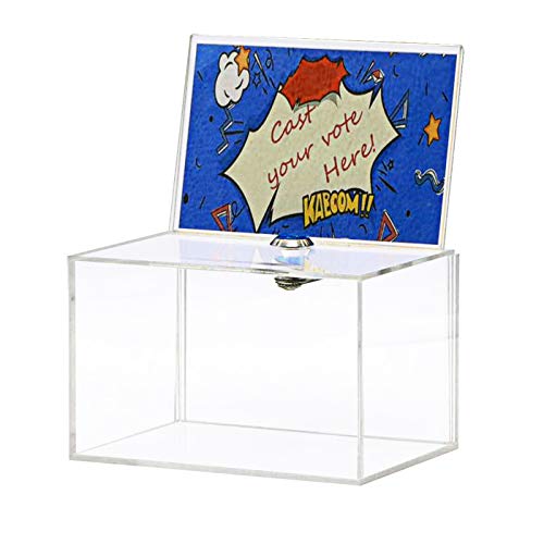 Donation Box With Lock,Acrylic Ballot Box,Vote Box,Ticket Box,Clear Suggestion Box With 4X6 Ad Frame Flyer Sign Holder For Vote Coin Card Collection #TOP2