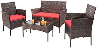 Homall 4 Pieces Outdoor Patio Furniture Sets Rattan Chair Wicker Set, Outdoor Indoor