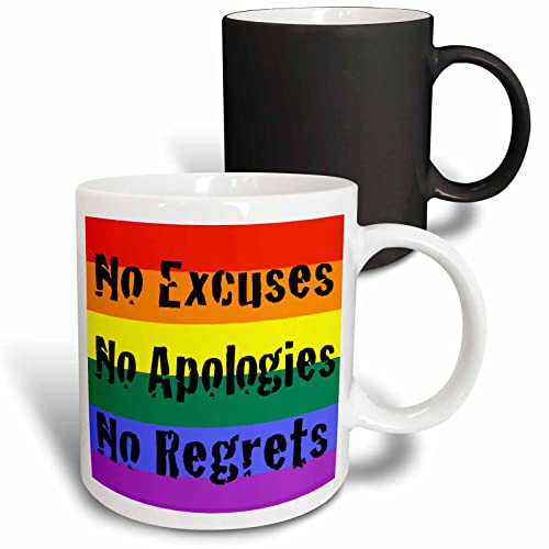 3dRose No Excuses No Apologies No Regrets 11oz Magic Transforming Mug