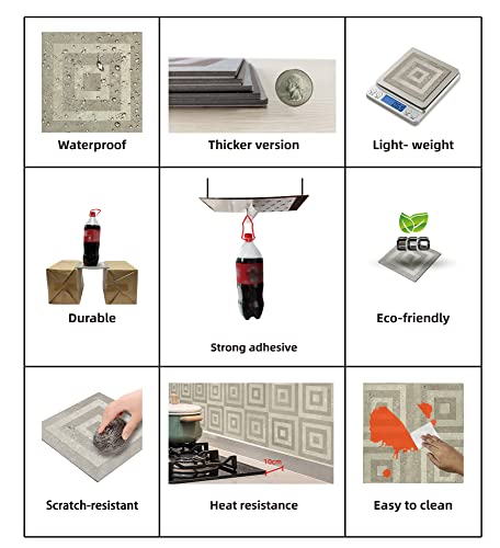 Colamo Luxury Peel And Stick Backsplash,Large Square Faux Stone Tile,Self Adhesive Waterproof 3D Wall Panel,Geometric Marble Mosaic,Stick On Accent Wall For Kitchen,Fireplace,Bathroom(10,Beige Brown) #TOP5