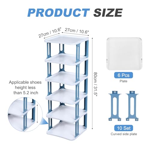 Rangement chaussures vertical compact QUARKZMAN étagère réglable 6 niveaux bleue - 3