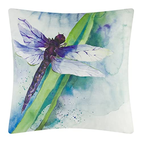 JWH Libelle Überwurf-Kissenbezüge aus Samt, digital bedruckt, weich, für Bauernhaus, Wohnzimmer, Sofa, Couch, Bett, Dekoration, 45,7 x 45,7 cm (lila) Cover
