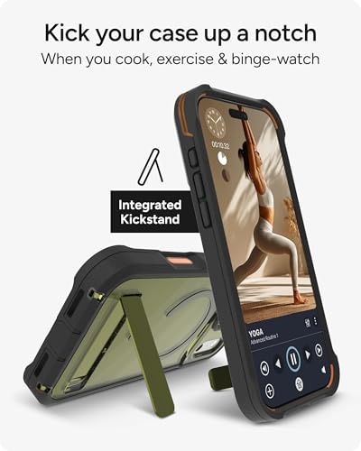 Image of ZAGG Rainier Case with Kickstand for iPhone 17 Pro Max - Green Sea Kelp, Graphene 22ft (7m) Drop Protection, Lanyard Attach Points, MagSafe, Wireless Charging Compatible, 2-Piece Design, Phone Case