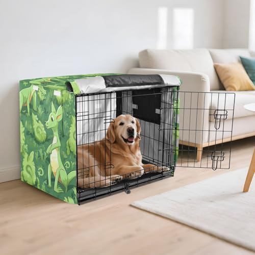 Housse de cage pour chien verte à motif kangourou imperméable
