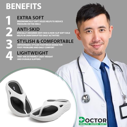 Image of DOCTOR HEALTH SUPER SOFT Orthopedic Toe-Ring Slippers for Men | Super Soft Eva Slip-On Sandals | Ultra Lightweight & Anti-Skid | Arch Support Comfort Footwear for Everyday Wear