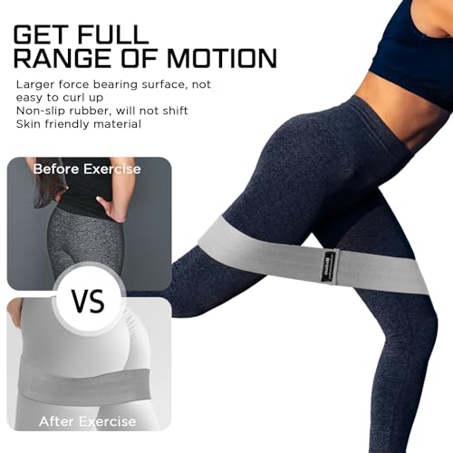 Image of 12 Pcs Fabric Resistance Bands for Working Out Non-Slip Booty Exercise Loop Bands for Women Men Glutes Hip Thigh Butt Yoga Pilates Fitness Gym, Light Medium Heavy