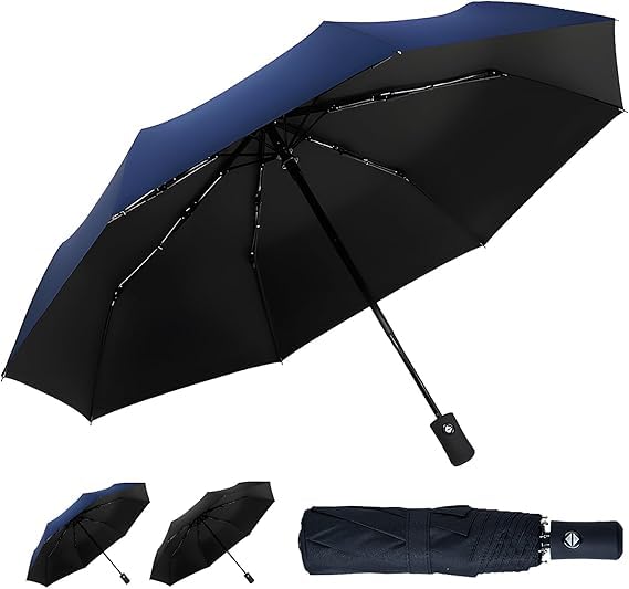 Image of SIEPASA Umbrella for Men - Automatic Large Size Foldable Umbrella with Travel Cover for Man and women - 3 fold Windproof umbrella
