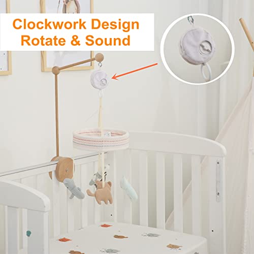 Uninewborn Baby Crib Mobile Musical Nursery Mobiles For Bassinet With Wooden Holder, Animal Toys Crib Mobile With Music For Baby, White #TOP4
