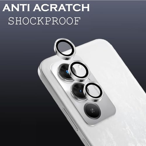 Image of Amazon Brand - Solimo Camera Glass Lens Protector Ring for Redmi 15 5G Case Friendly with Edge to Edge Coverage and Easy Installation (Silver)