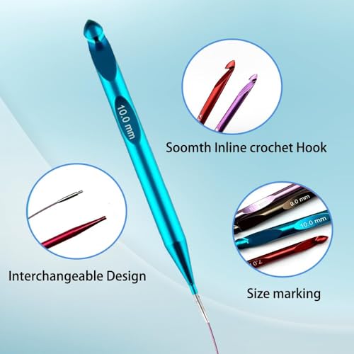 Image of Yarniss Tunisian Crochet Hooks Set, Long Aluminum Crochet Hooks 3mm-10mm