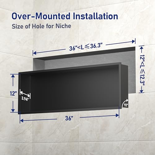 Bernkot Stainless Steel Shower Niche 36" X 12" Matte Black No Tile Needed by Bernkot - Image 3