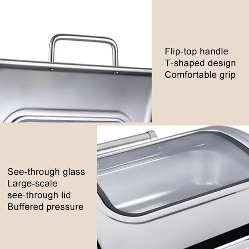 Juego de platos de buffet con cubiertas transparentes, calentadores de alimentos para catering, fiestas y restaurantes, para eventos y reuniones