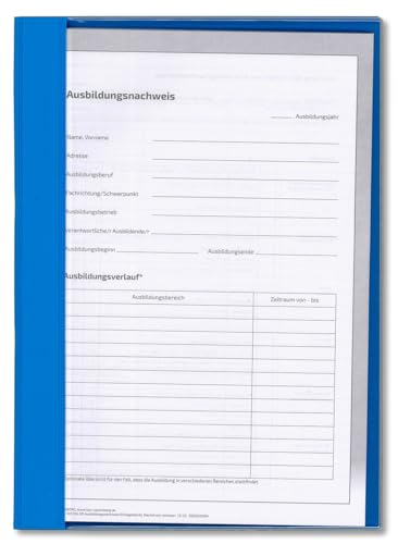 Komplett-Set für 1 Jahr handwerkliche Berufsausbildung (2x Block für den Ausbildungsnachweis mit täglichem Eintrag Mo-Sa und Wochenbericht, Schnellhefter blau, Deckblatt blau)