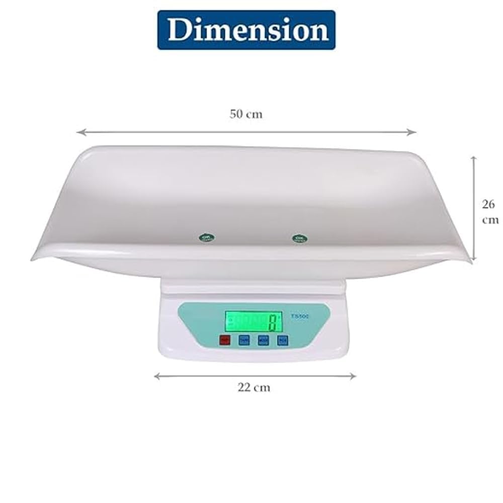 Dr. Care Digital Baby Weighing Scale for Newborns, Infant & Toddler Tray, Measures Up to 30kg, LCD Display, Accurate & Lightweight Baby Weight Machine TS-500 (White) - Image 4 thumbnail