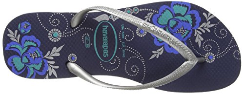 Image of Havaianas Women's Slim Organic Flip Flops, Multicoloured (Blau 0555), 8 UK (43 /44 EU) (41 /42 BR)