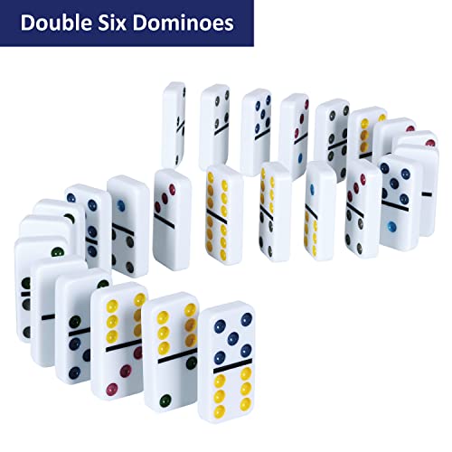 Gothink Double Six Dominoes, 28 Tile Colored Dots Domino Game Set With Tin Box, Classic Family Board Games For Kids, Adults And Families For 2-4 Players #TOP5