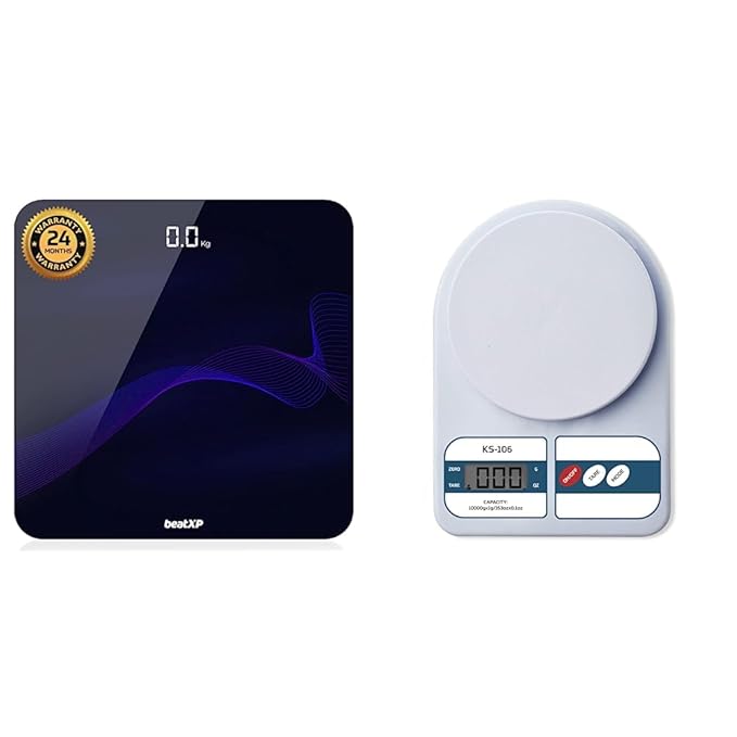 beatXP Gravity Ambience Digital Weight Machine For Body Weight & beatXP Kitchen Scale Multipurpose Portable Electronic Digital Weighing Scale