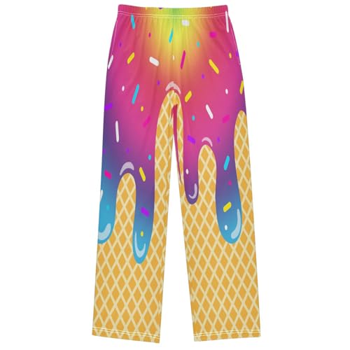 Boys' Pants Brown Circle Ice Cream Joggers Elastic Long Bottoms Trousers Sweatpants with Pockets Size 6-14