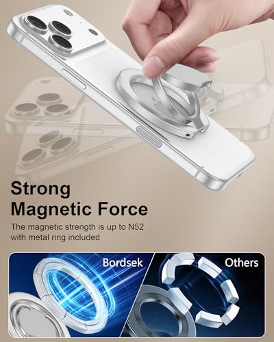 Image of Magnetic Phone Grip Holder for Samsung Galaxy S26 S25 Ultra S24 S23 Z Flip7 Fold7, Two-Sided Magsafe Finger Ring with Kickstand for Apple iPhone 17e 17 Pro Max Air 16e 16 15 Plus Fit Magsafe Car Mount