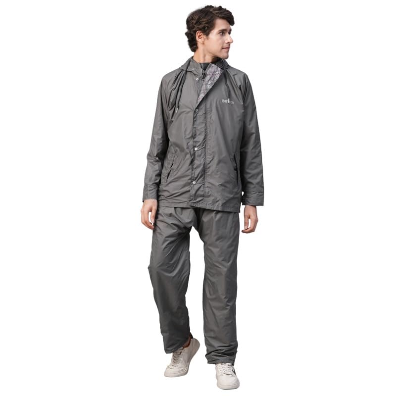 Image of Citizen Polyester Blend Standard Length Reversible Raincoat For Men With Adjustable Hood, Waterproof Pant And Carry Pouch | Durable & Lightweight Butterfeel Polyester Fabric & Virgin Pvc Rainsuit