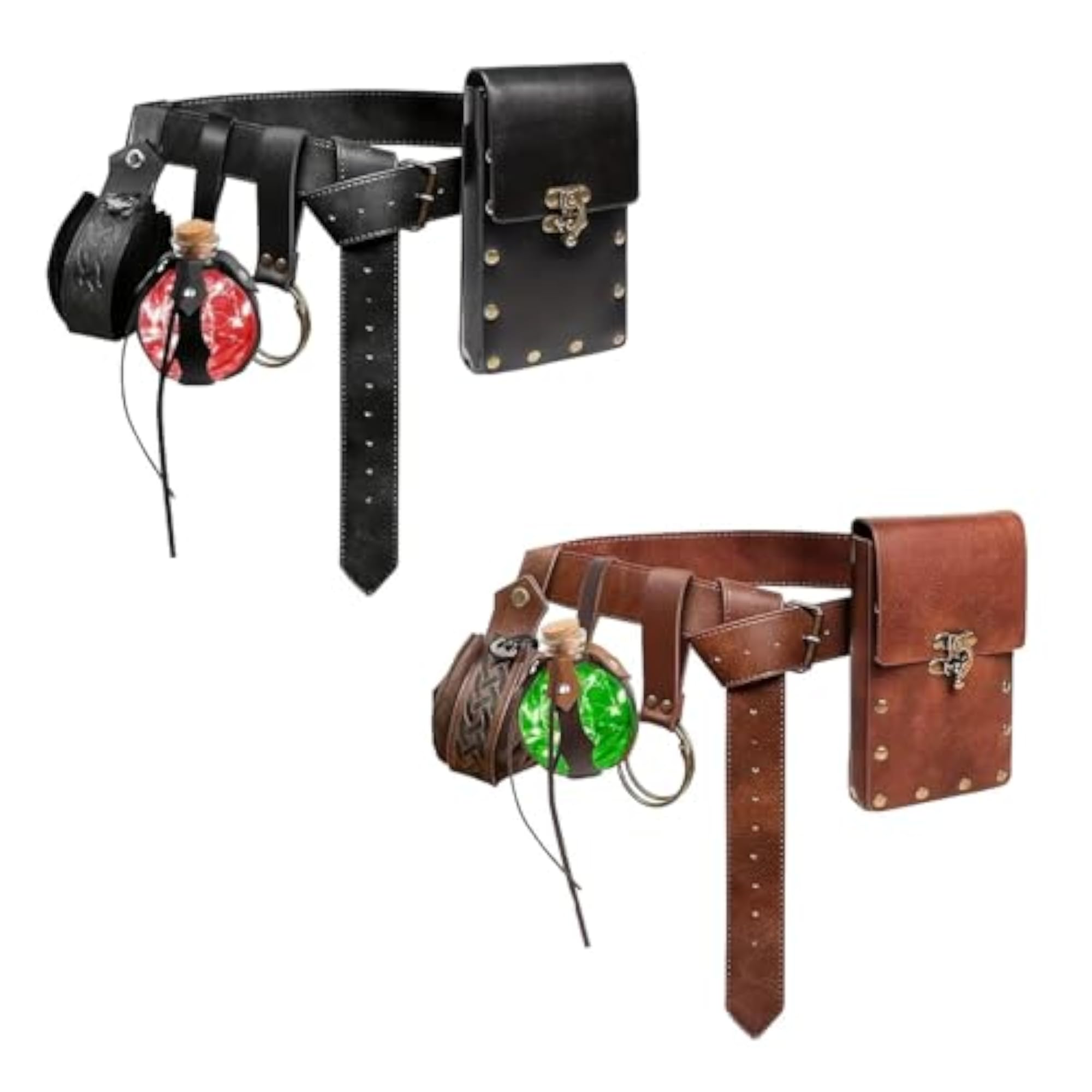 Medieval Style Black Belt Pouch for Festivals