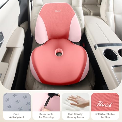 FLORICH Lumbar Support Pillow and Car Seat Cushion for Driving Car Office Chair, Memory Foam Back Support Pillow and Office Seat Chair Cushion for Sciatica Pain Relief - Pink by FLORICH - Used condition - Image 2