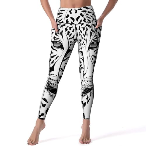 Legging de sport léopard noir à taille haute pantalon de fitness gainant gym S