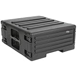 SKB 4U rSeries Rolling Rack with Integrated Back Wheels and 1-Touch Pull Handle, Comes with 4 Rack Units and Interlocking Molded Stacking Bars
