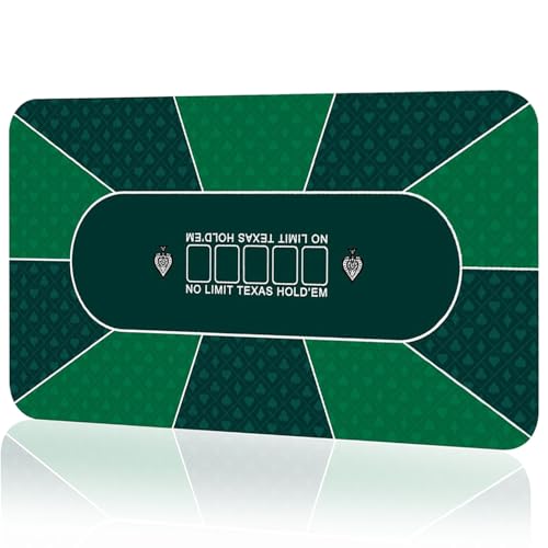 Amrocky Professional Poker Mat 120 x 60 cm 8-10 Player Portable Rubber Texas Holdem Poker Table Top Layout with Carrying Bag