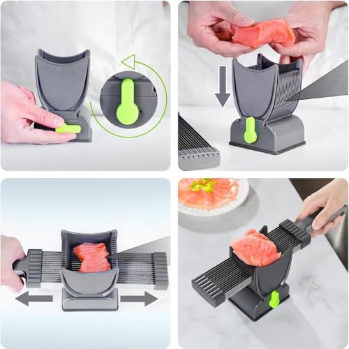 Affettatrice per carne, in acciaio inox, per cucinare a casa, spessore regolabile 2-4 mm, lavabile in lavastoviglie, perfetta per barbecue di manzo e maiale