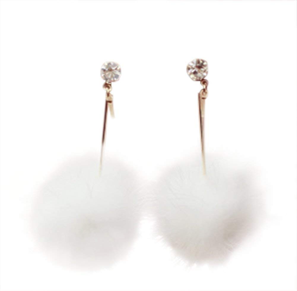 Pendants Pendant لمعلقات قلادة Plush Fur Ball Earrings Elegant Pendant Earrings Jewelry Accessories Romantic Gift,Colour Name:Pink ویز (Color : White)