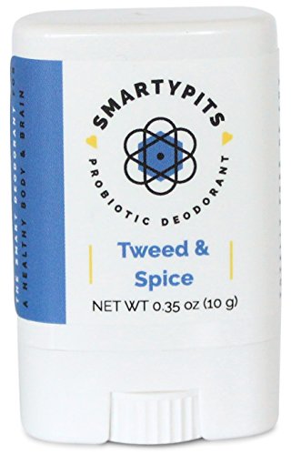 SmartyPits - Natural/Aluminum Free Prebiotic Deodorant (Baking Soda Free, Travel-Size) (Tweed & Spice)