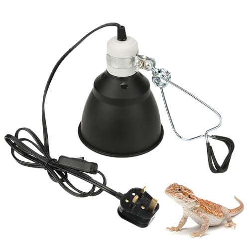 Haokaini E27 Reptile Turtle Heat UVA/UVB Bulb Lamp Light Holder 220V 300W Reptile Clamp Lamp Heating Lighthouse for Chicken Brooder Basking(UK Plug)
