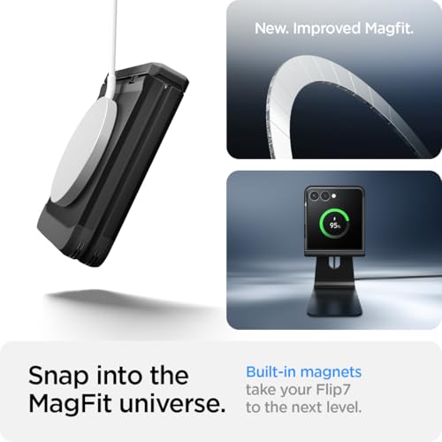 Spigen for Galaxy Z Flip 7 Case, Tough Armor Pro MagFit [Hinge Protection] [Fast Wireless Charging/Magnet for Galaxy] - Black - image 5