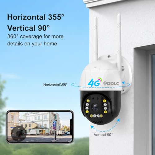 Image of DDLC 5MP 4G SIM LTE Wireless Outdoor PTZ Security Camera | SIM Based PTZ CCTV Camera | Full HD | 360 Pan Tilt | Color Night Vision | Motion Detection | Two-Way Audio with Mobile App V380 Pro (4Gptz)